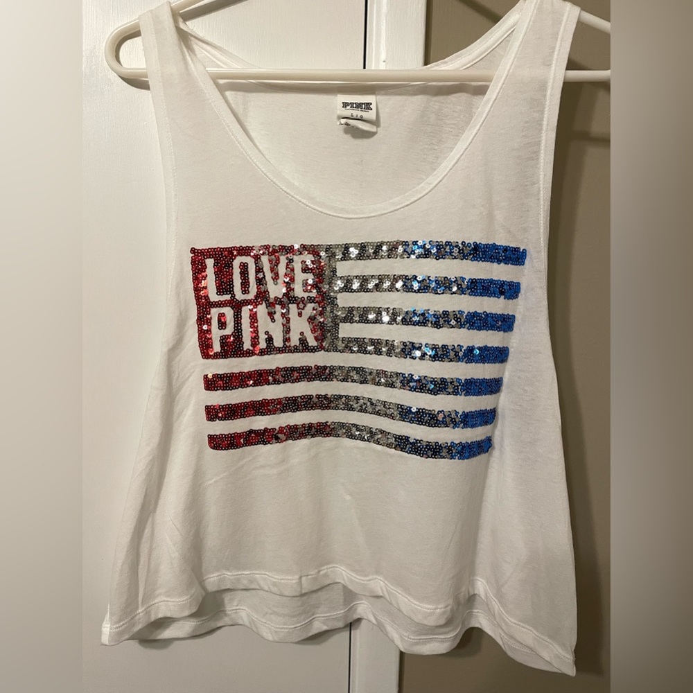 VS PINK American Flag Sequin Tank Top